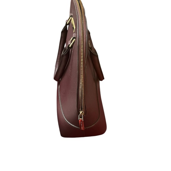 Anne Klein Burgundy Faux Leather Satchel with Gold Hardware - Picture 2 of 6
